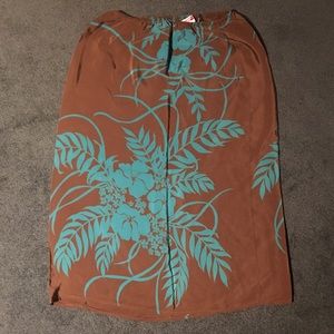 100% Silk Tropical Print Skirt